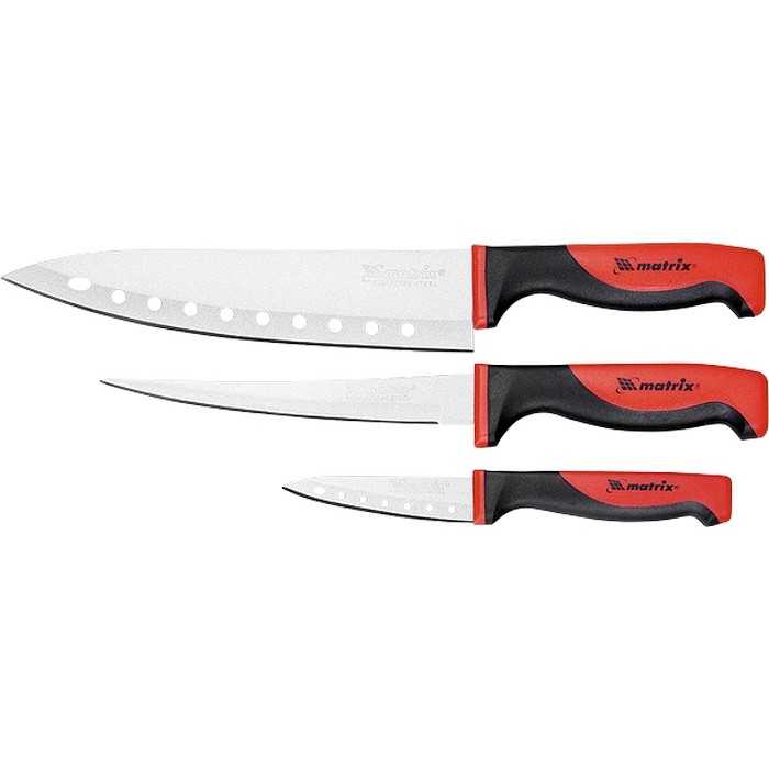 Набор ножей поварских "Silver Teflon", тефл. покр, 200 мм, 160 мм, 80 мм, 3 шт Matrix Kitchen Ножи кухонные фото, изображение