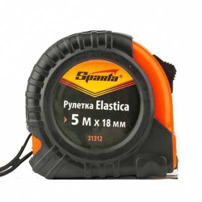 Рулетка Elastica, 5 м х 18 мм, обрезиненный корпус Sparta Рулетки фото, изображение